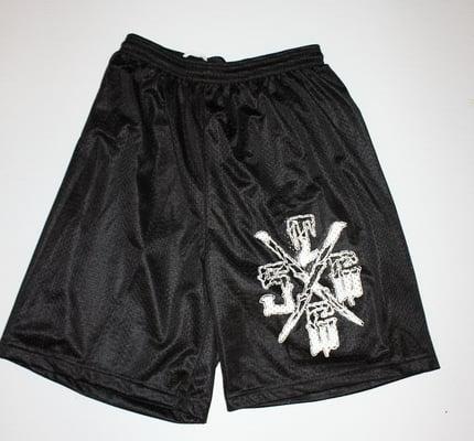 Polyester printed shorts with plastisol ink