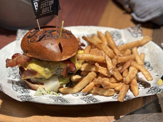 Bison Cheeseburger with Fries