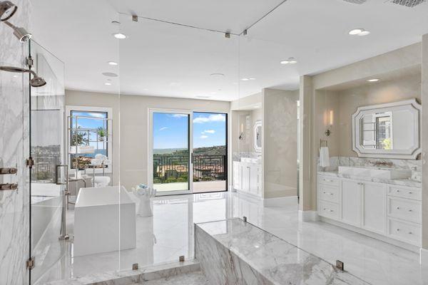 Marble adds a touch of elegance to any room! 
Beautiful bathroom transformation