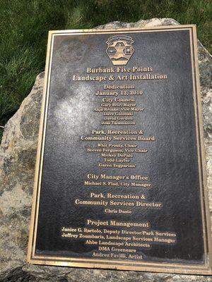 Landscape and art installation plaque