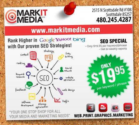 Search Engine Optimization SEO - Only $19.95 Per Keyword! No Startup Fees! No Contract!