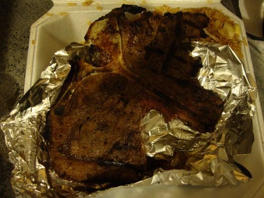 Another picture of my Take Out Order of T-Bone Steak from New China Chef May 11th 2012