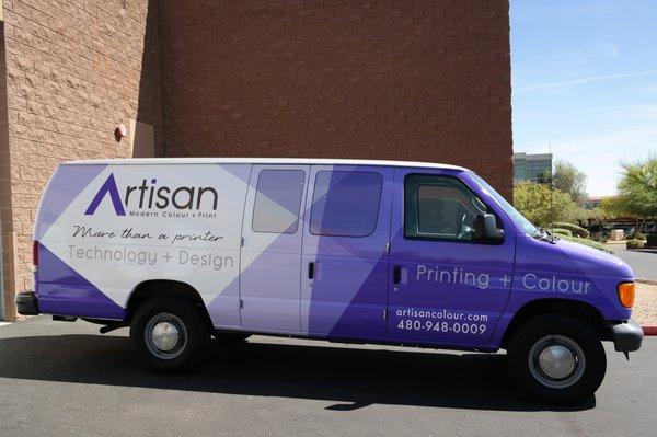 Vehicle wrap of Artisan's delivery van.