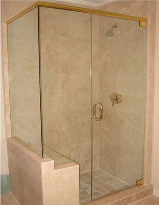 3/8" Frameless Shower Door and Panels with Header