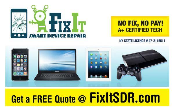 Go to fixitsdr.com and get a free estimate for your repair.