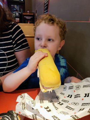 Jackson enjoyed His Sandwich at Jimmy John's Howell Grand River Rd.