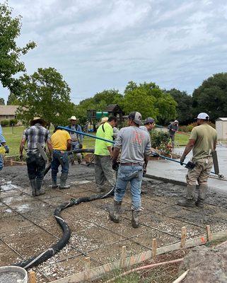 Laying down the new driveway