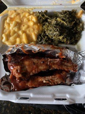 Ribs, Mac & Cheese, Greens