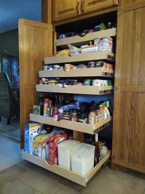 Pantries are perfect for our slide out shelves! No more duplicate or expired items in your pantry!