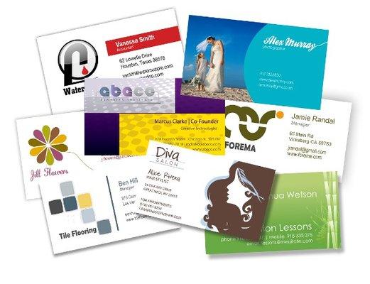 Business Cards & stationery, flyers, postcards, holiday cards and more.