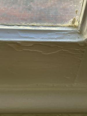 Painted over window frames