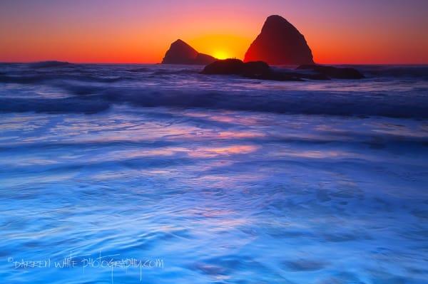 Blue sea sunset. Oceanside Oregon