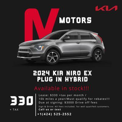 2024 Kia Niro EX Plug in Hybrid 
for leasing and sale
individual recommendations based on your criteria