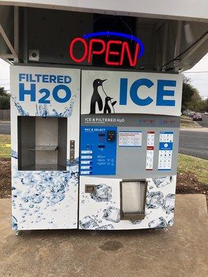 Self serve Ice and water vending machine.