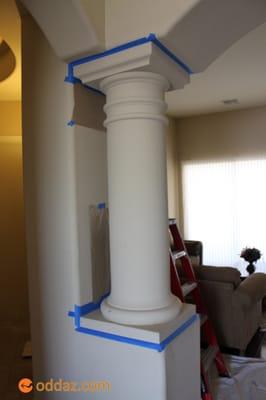 Here I prepare a column for painting.