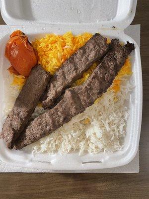 Beef koobideh $10.99. Meat was dry