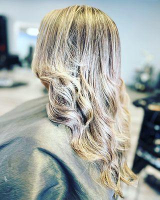 Balayage and baby lights on ash tones