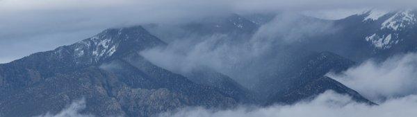 Low, dramatic clouds on the mountain.