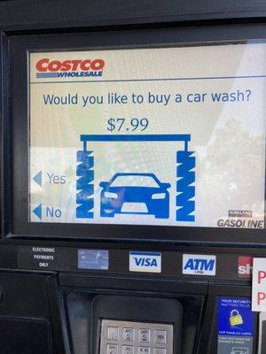 Purchase car wash at the gas pump