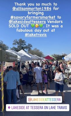 Savory Farmers Market hosted at Lakeside at Tessera on Lake Travis in March, 2022.