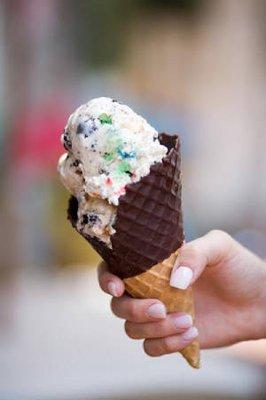 Famous waffle cones dipped in chocolate