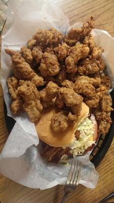 The "corker" sandwich and a very generous helping of fried gizzards