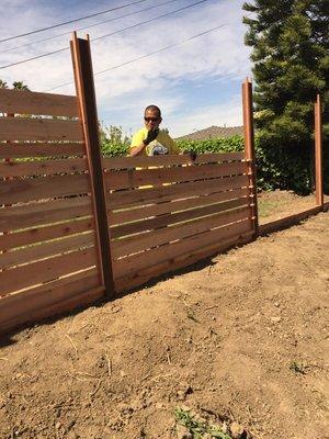 Redwood Horizontal Design Fence