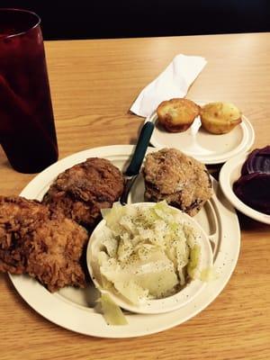 Fried pork chops , cabbage , beets , and fried green tomatoes.  $9.30 what a deal.