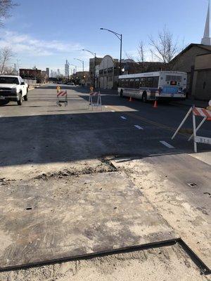 Madison street brought down to one lane in order to bring the proper machines in and make the repair