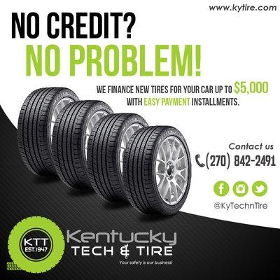 we finance new tires for your car up to $5.000 with easy payments installments