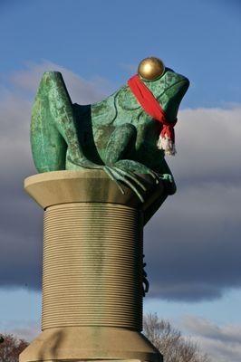 One of the Willimantic Frogs on the bridge.