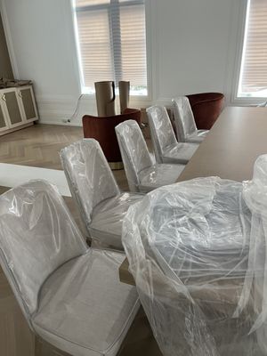 Dinning room set plastic slipcovers.