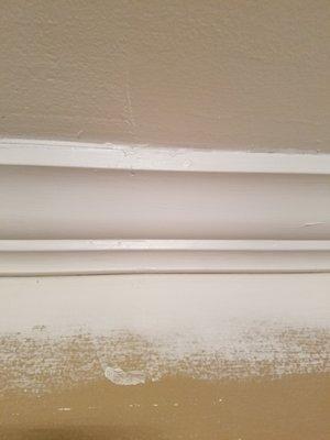 Sloppy caulk job throughout all three bedrooms.