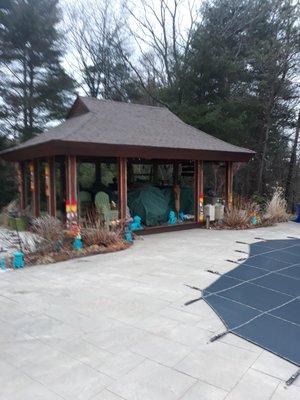 Put new roof on outdoor tiki bar