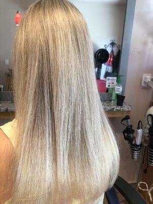 Full double color blonde highlights