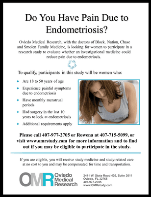 Endometriosis Study - Currently Enrolling