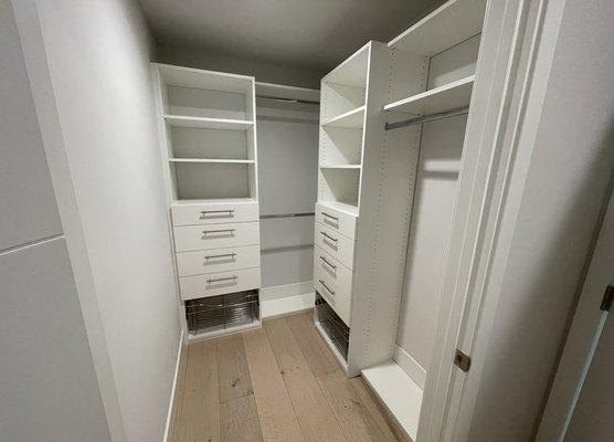 Classic White Melamine Closet completed for a Los Angeles apartment complex