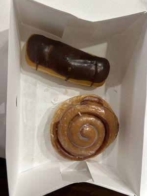 Eclair and cinnamon roll