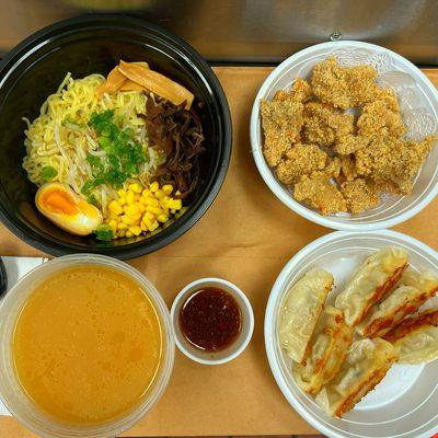 Pork gyoza and Chicken Ramen