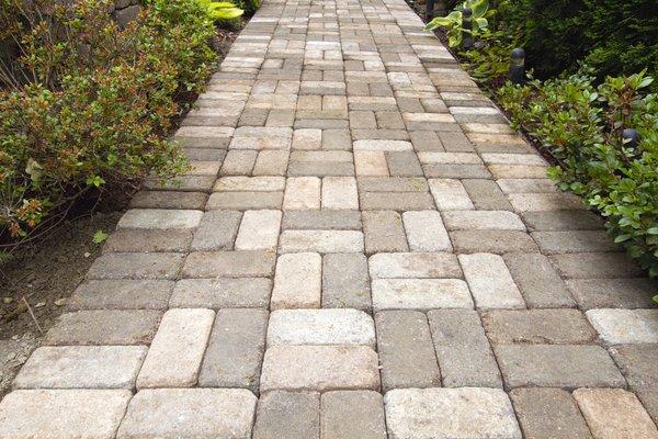 New paver walkway in a garden