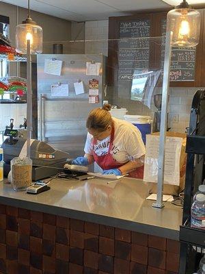 Sneeze Barrier installed on this Deli's counter.