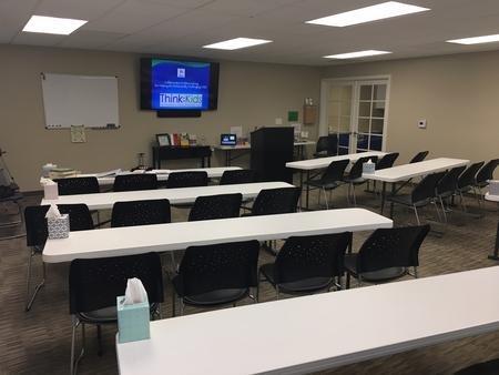 Our training room has high speed WI-FI, podium, whiteboard and screen for presentations.