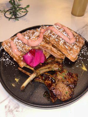 Lamb chops and waffles