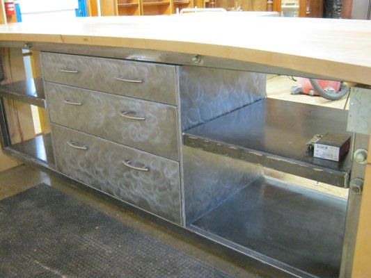 Custom kitchen storage and counter tops.