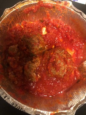 3 small over cooked Side Order of Meatballs with bitter sauce that taste like it's right out of an expired canned sauce