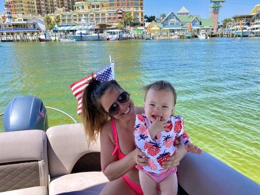 Anna and Skylin enjoying their own private beach across from the Emerald Grande! It was so fun watching Skylin get her sea legs!