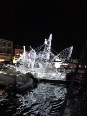 Decorated boat on cruise of lights