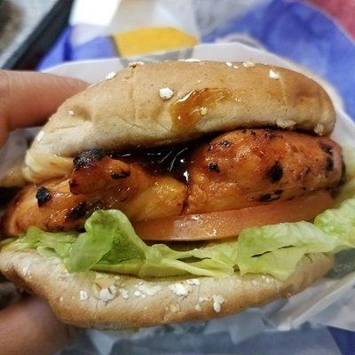 Teriyaki burger with chicken substitute