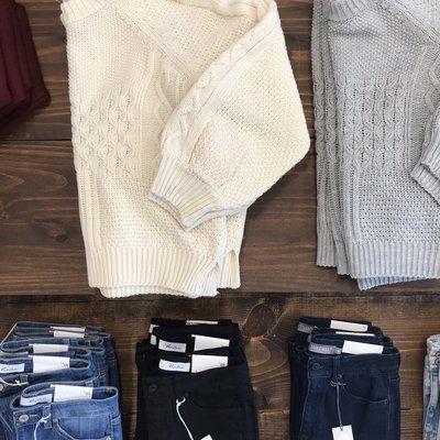 We are ready for fall with a great selection of sweaters and comfortable denim.