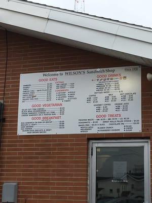 Wilson's Menu